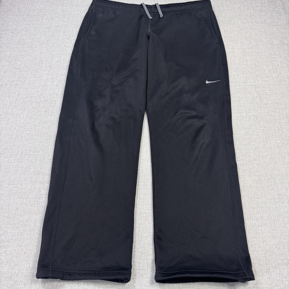 Nike Therma Joggers Mens Large Black Fleece Lined Drawstring Pockets Relaxed